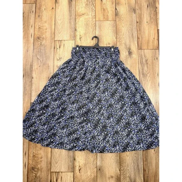 George Stretch Skirt Womens Size M (8-10) Black Elastic Waist Pull On Flare - Picture 6 of 9